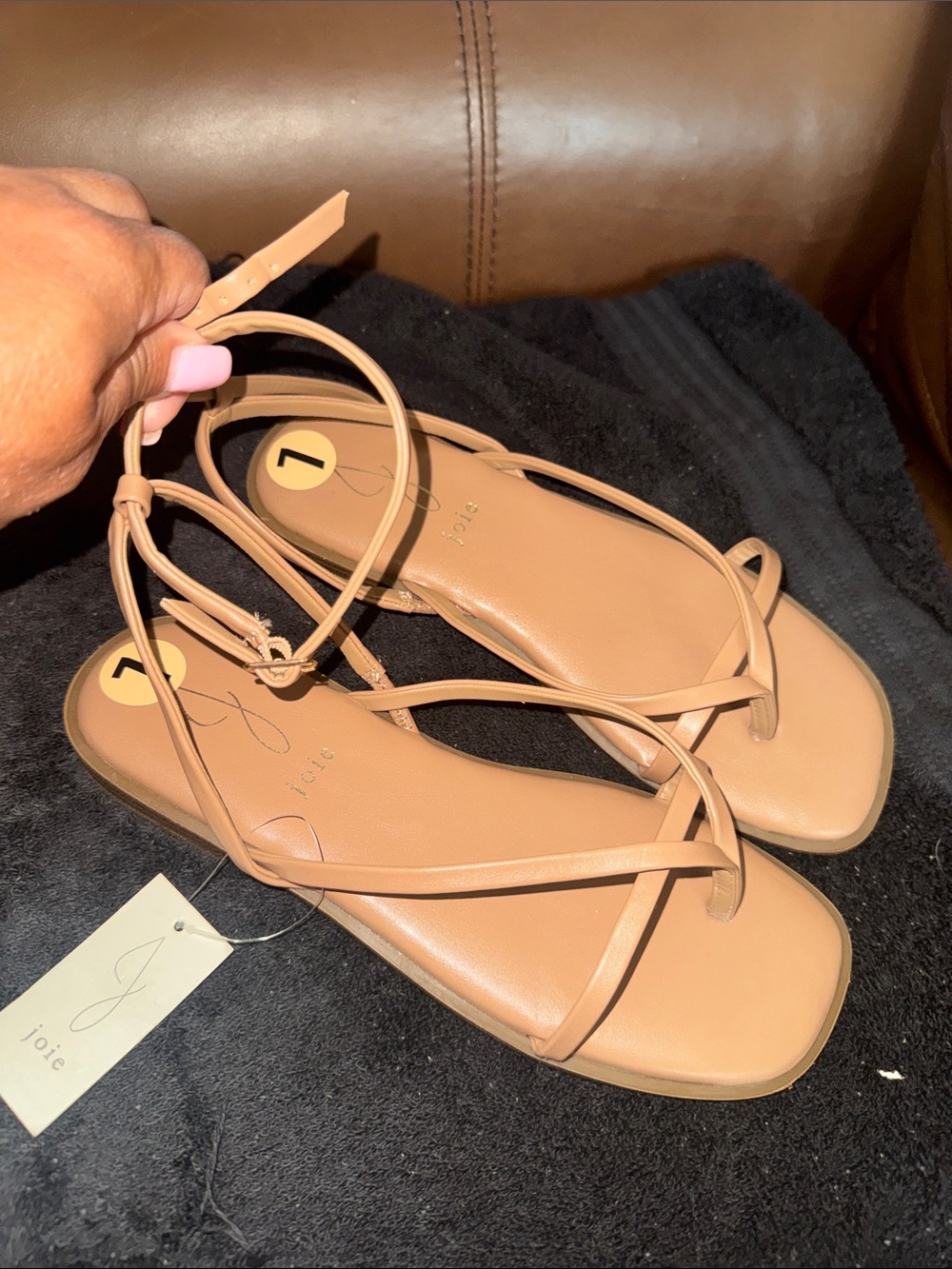 Joie Brown Leather Strappy Flat Sandals brand new !bought 2 pairs!